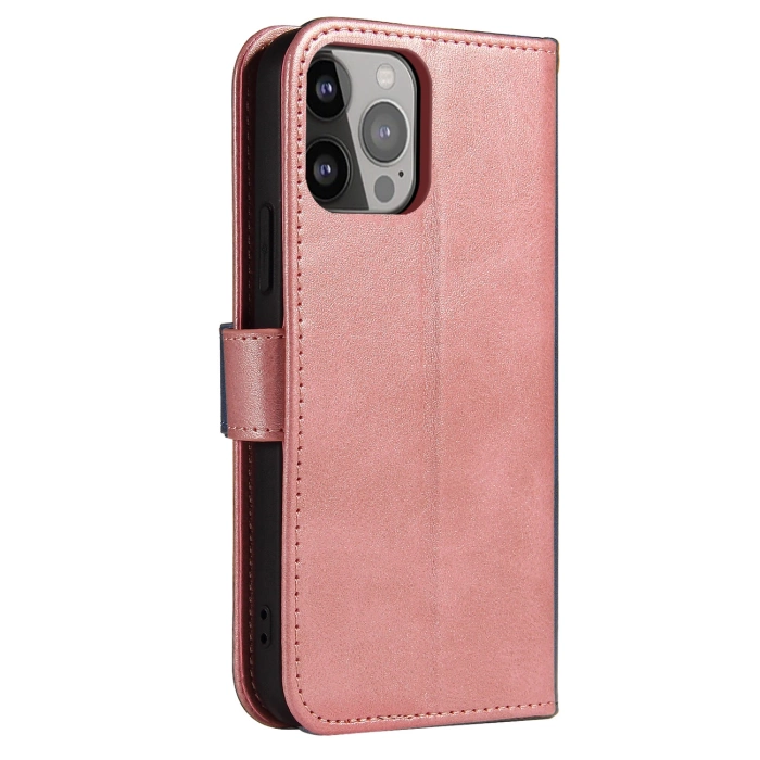 Magnet Case elegancki futerał etui pokrowiec z klapką i funkcją podstawki iPhone 14 Pro różowy