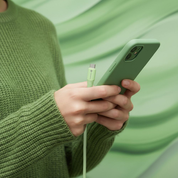 Kabel USB A do Micro USB Forcell F-Energy QC3.0 2,4A 18W Silicone 1 m C341 zielony