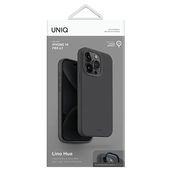 Etui UNIQ etui Lino Hue iPhone 15 Pro 6.1" Magclick Charging szary/charcoal grey Case