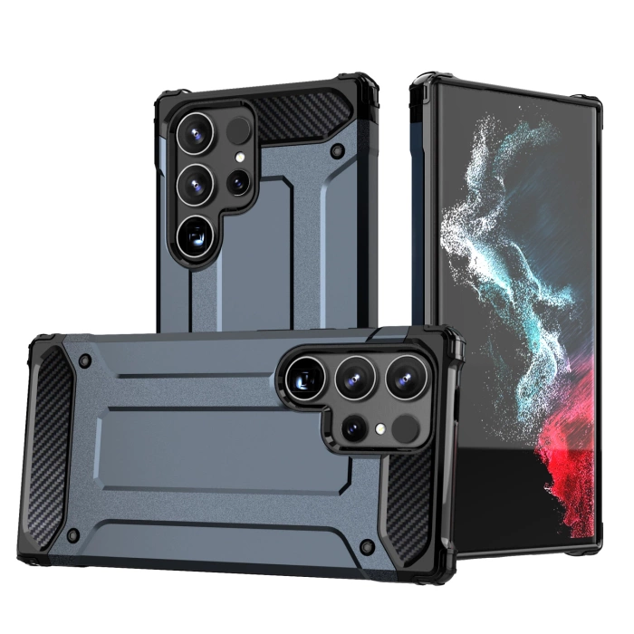 Pancerne hybrydowe etui Hybrid Armor pokrowiec futerał na Samsung Galaxy S25 Edge - niebieskie