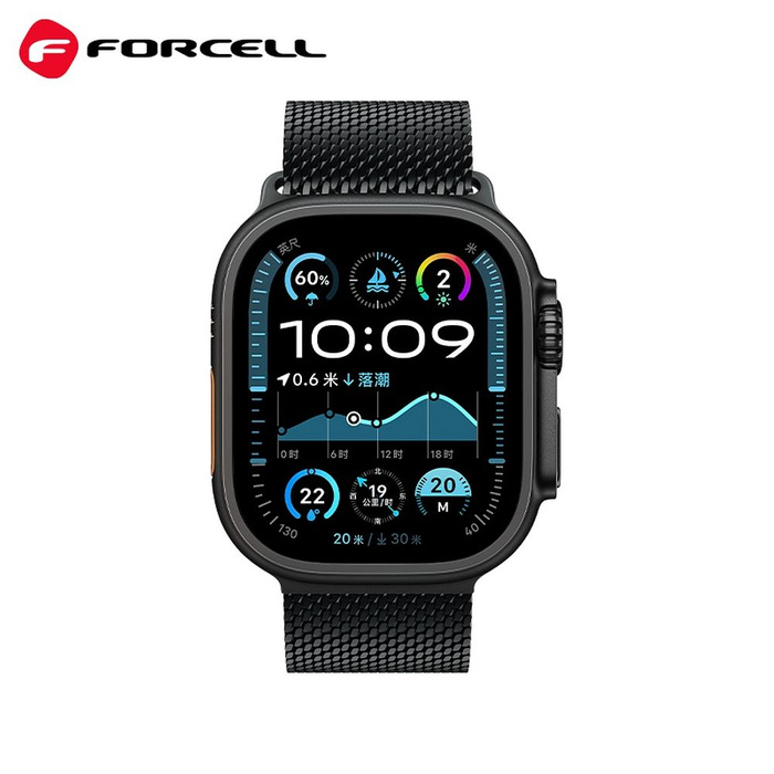 Pasek do Apple Watch Forcell F-Design FA11 zatrzask stal 42 / 44 / 45 / 49 mm czarny