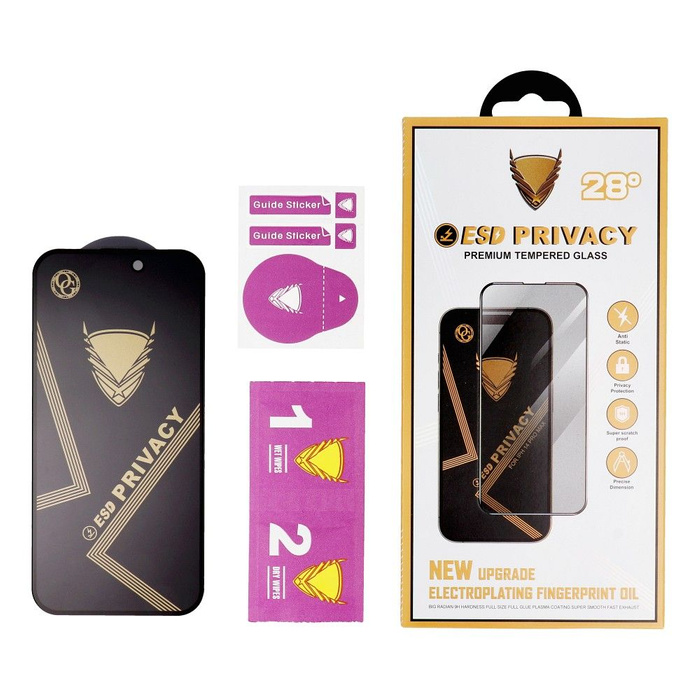 Szkło Hartowane OG 6D Premium Privacy Glass - do Xiaomi Redmi Note 14 4G / Redmi Note 14 5G czarny