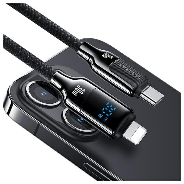 USAMS Kabel USB-C na Lightning 30W 1,2m   Digital Display Zinc Alloy Fast Charging Data Cable HX Series SJ741USB01 (US-SJ741)