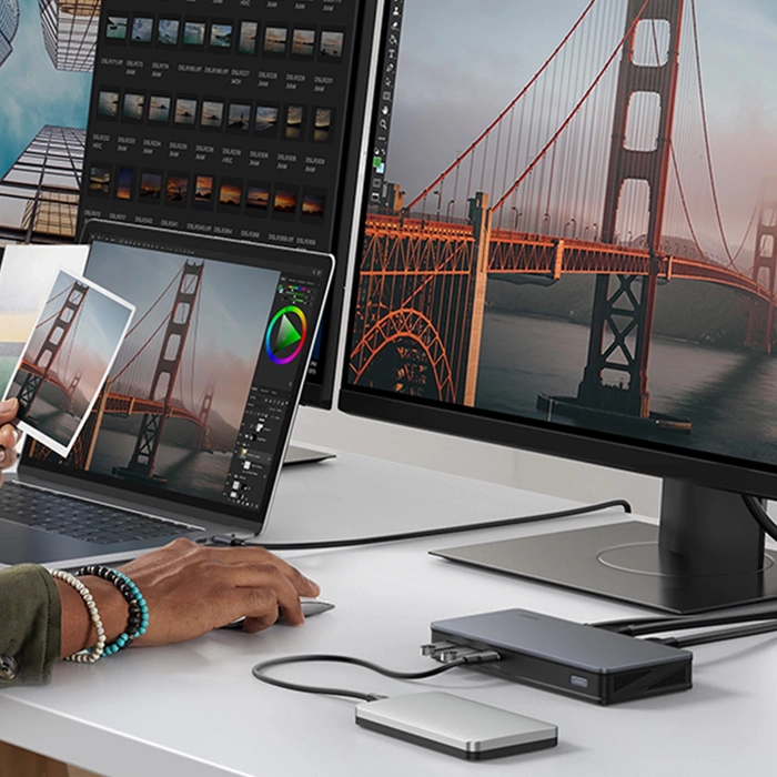 Adapter HUB UGREEN CM615 USB-C do 2x USB-A, 1x USB-C 3.1, 2x HDMI, 2x DP,  SD/TF, RJ45