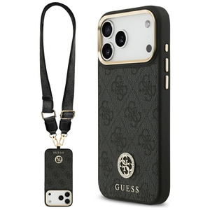 Etui Guess 4G Srtass Logo & Big Strap Metal Buttons MagSafe do iPhone 17 Pro Max czarny