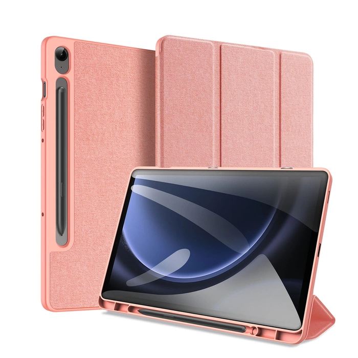 Etui z ekoskóry Dux Ducis Domo z podstawką do Samsung Galaxy Tab S9 FE+ - różowe