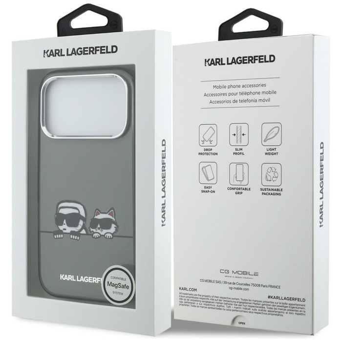 Etui Karl Lagerfeld IML Karl & Choupette Peekaboo Logo MagSafe do iPhone 17 Pro Max czarny