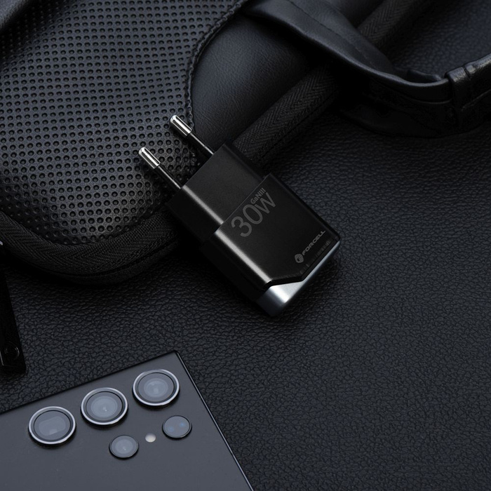 Ładowarka sieciowa do telefonu Forcell F-Energy Ultra Slim GaN III USB C PD QC4.0 3A 30W B130101-E czarna