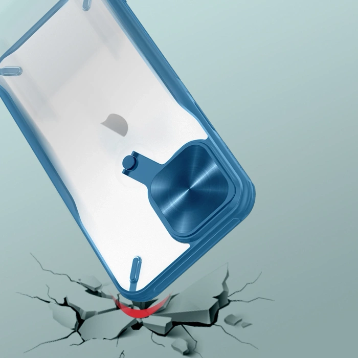 Etui Nillkin Cyclops Case wytrzymałe etui z osłoną na aparat i składaną podstawką iPhone 13 Pro niebieski