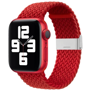 Pleciony materiałowy pasek bransoletka Strap Fabric opaska do Apple Watch 42 / 44 / 45 / 49 mm - czerwony