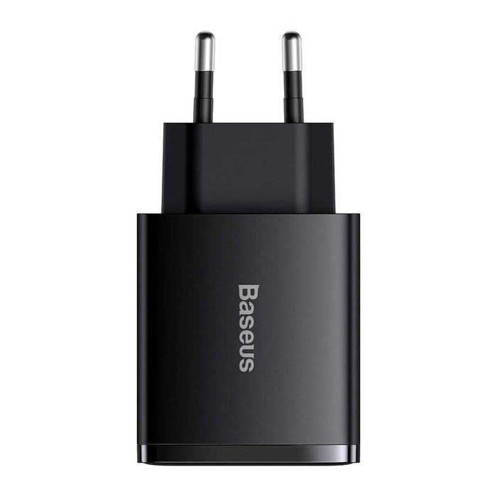 [PO ZWROCIE]Baseus Compact szybka ładowarka sieciowa 2x USB / USB Typ C 30W 3A Power Delivery Quick Charge czarny (CCXJ-E01)