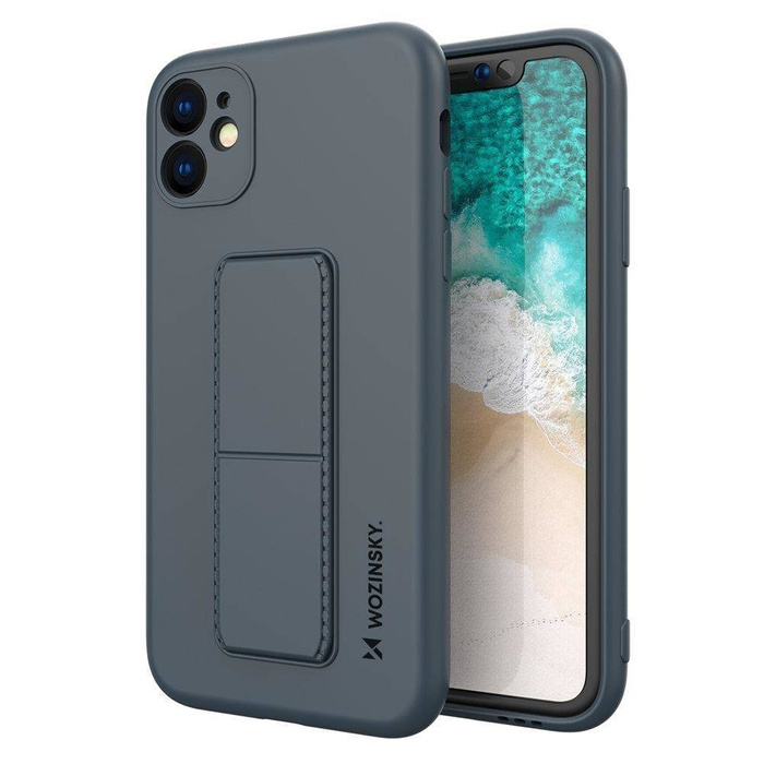 Wozinsky Kickstand Case elastyczne silikonowe etui z podstawką iPhone 11 Pro Max granatowy