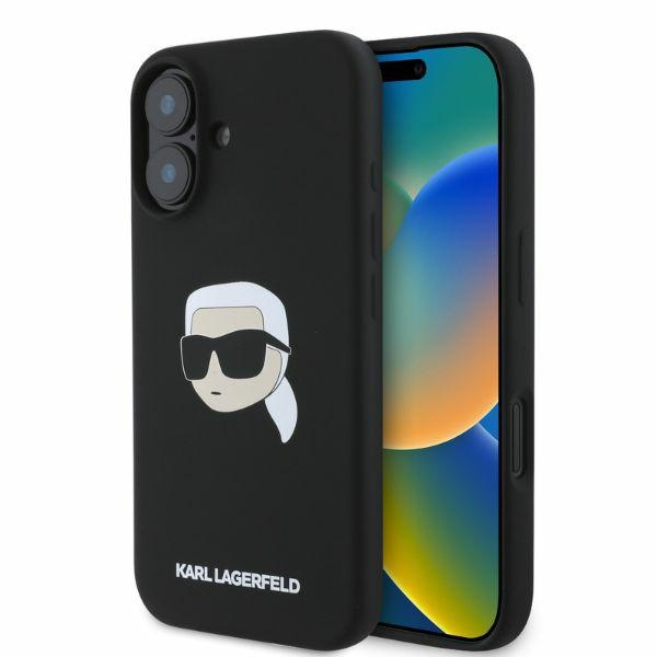 Etui Karl Lagerfeld iPhone 16 czarny/black HC MagSafe Sil KL Head Print