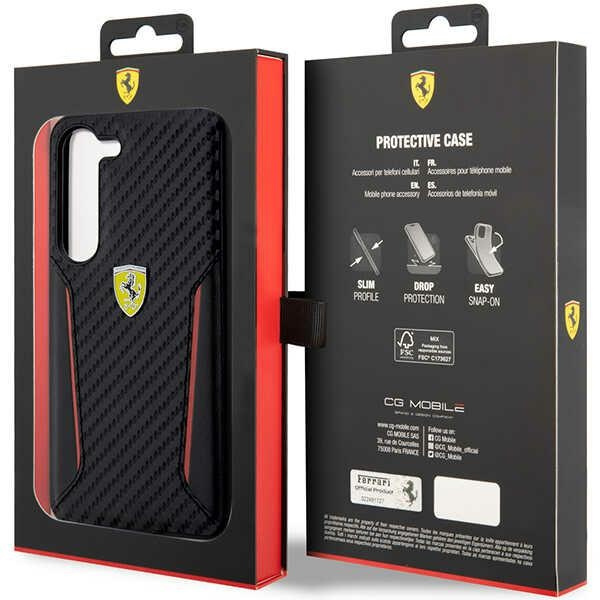 Etui Ferrari FEHCS23MNPYK S23 Plus S916 czarny/black hardcase Carbon Contrast Edges