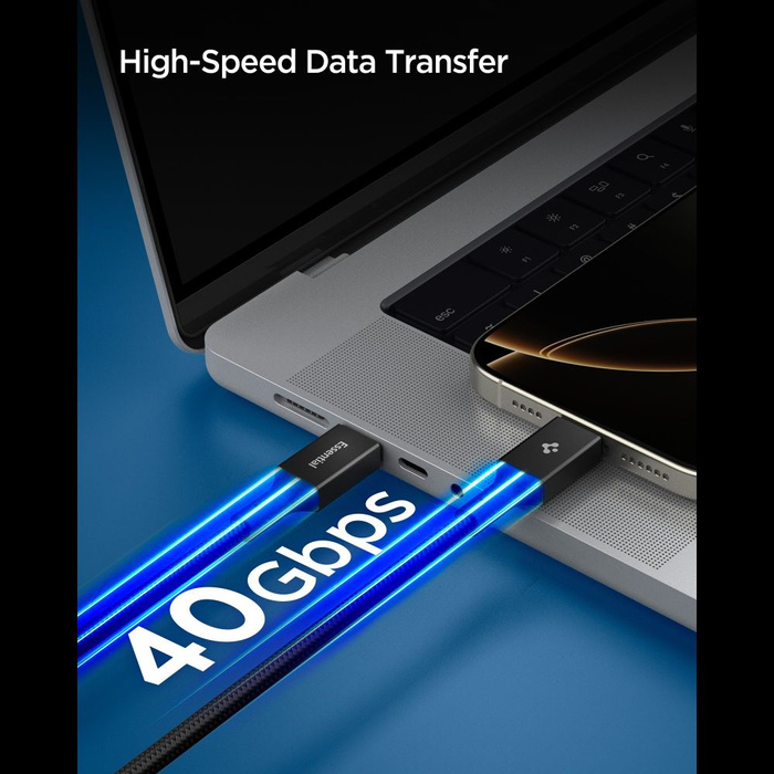 KABEL USB-C SPIGEN EB24015CC ESSENTIAL 240W 150CM CZARNY