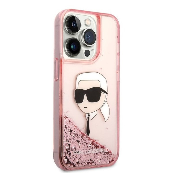 Etui KARL LAGERFELD Apple iPhone 14 Pro Glitter NFT Karl Head Różowy Hardcase