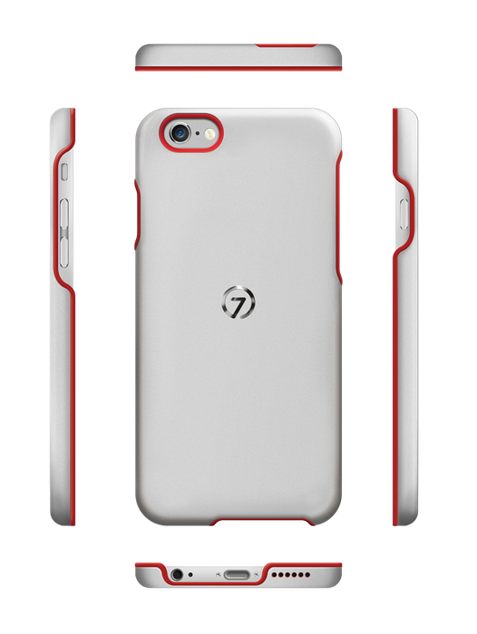 Etui iPhone 6 6S SEVENMILLI Real Metal ALU Silver / Red