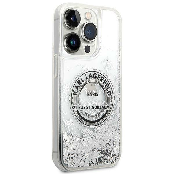 ETUI Karl Lagerfeld iPhone 14 Pro 6,1" srebrny/silver hardcase Liquid Glitter RSG