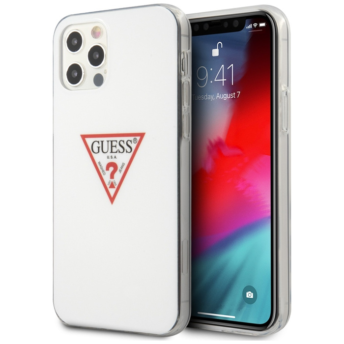 Etui GUESS Apple iPhone 12 12 Pro Triangle Collection Biały Hardcase