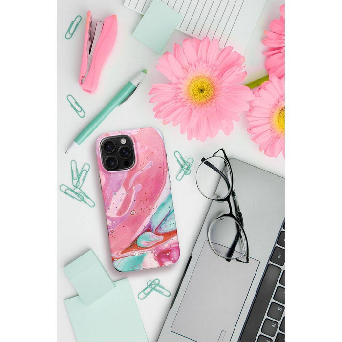 Etui na iPhone 16 PLUS Forcell F-Protect Mirage zgodny z MagSafe Military Drop-Test pink marble