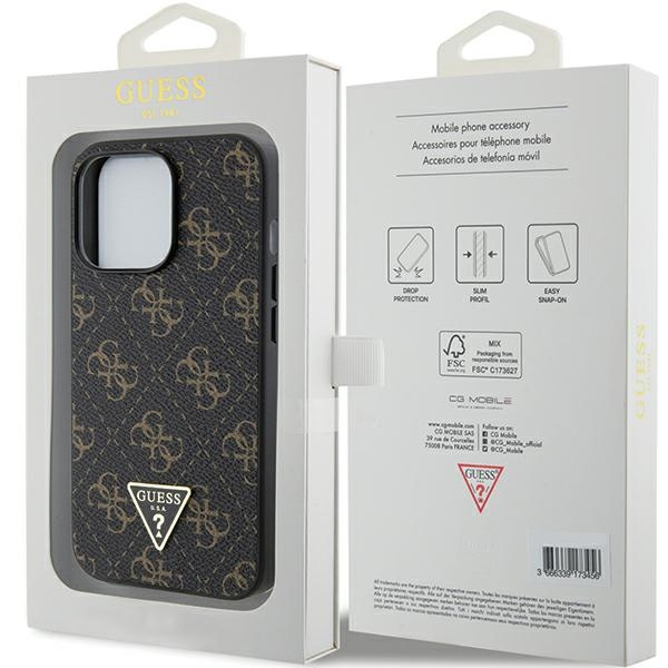 Etui Guess GUHCP15LPG4GPK iPhone 15 Pro 6.1" czarny/black hardcase 4G Triangle Metal Logo Case
