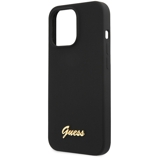 Etui Guess Guhcp13xlslmgbk iPhone 13 Pro Max 6.7" Black/czarny Hardcase Silicone Script Gold Logo Case