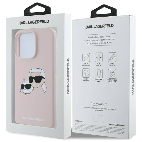 Etui Karl Lagerfeld iPhone 16 Pro różowy/pink HC MagSafe Sil Double Heads Print