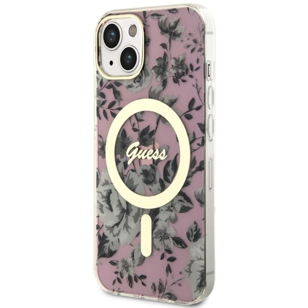 Etui Guess GUHMP14MHCFWSP iPhone 14 Plus 6.7" różowy/pink hardcase Flower MagSafe Case
