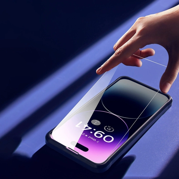 Szkło hartowane Baseus do iPhone 14 Pro Max na cały ekran z osłoną na głośnik 0.3mm + ramka montażowa