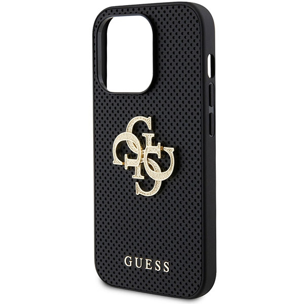 Etui Guess GUHCP15LPSP4LGK iPhone 15 Pro 6.1" czarny/black hardcase Leather Perforated 4G Glitter Logo Case