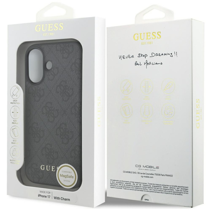 Etui Guess 4G Charms Collection MagSafe  do iPhone 17 czarny