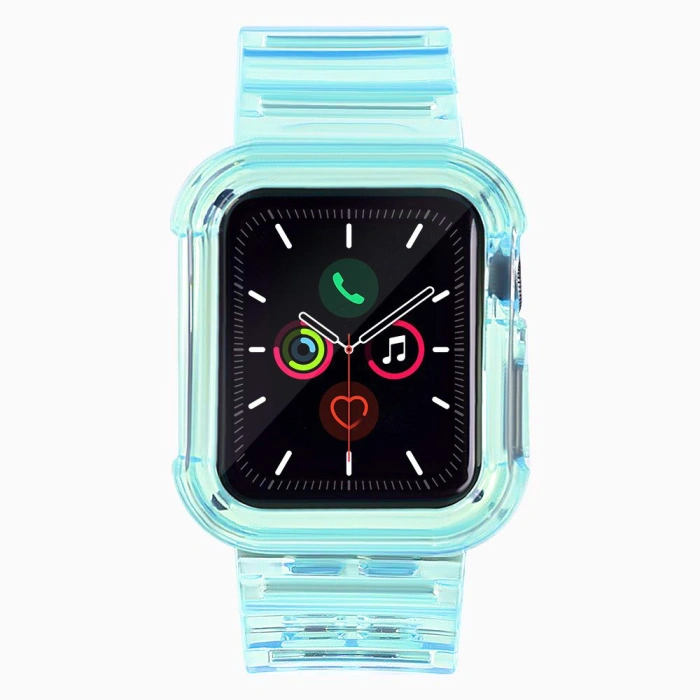 Silikonowa opaska pasek bransoleta bransoletka etui Strap Light Set do zegarka Apple Watch 38 mm - niebieska