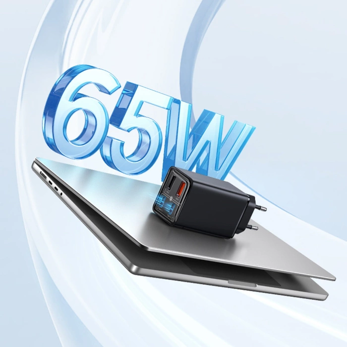 Ładowarka Baseus GaN6 Pro 65W 2 x USB-C 2 x USB-A z czarnym kablem USB-C 100W 1m - czarna