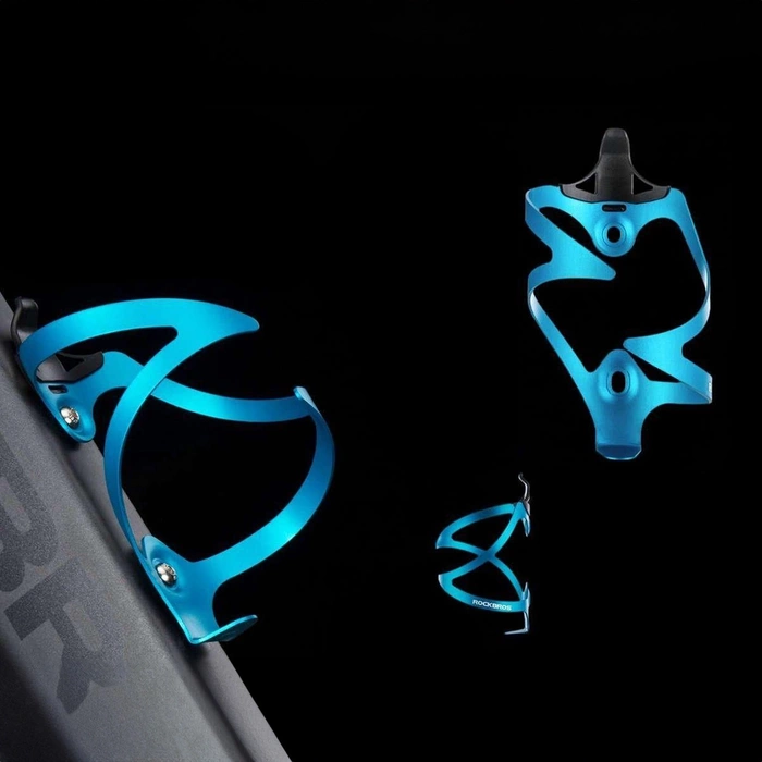 Uchwyt aluminiowy Rockbros 2017-11ABL na bidon rowerowy - niebieski