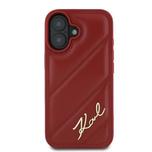 Etui Karl Lagerfeld iPhone 16 6.1" czerwony/red hardcase Diagonal Quilted Script