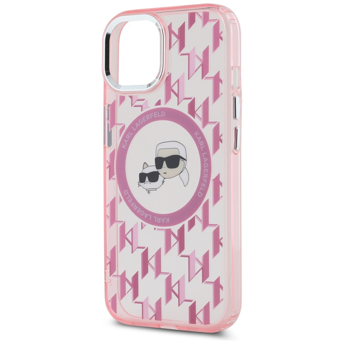 Karl Lagerfeld KLHMP15MHMCKMHP iPhone 15 Plus 6.7" różowy/pink IML Monogram Karl&Choupette Head MagSafe
