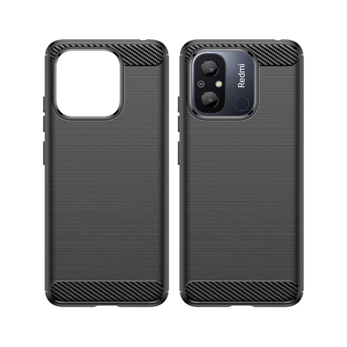 Etui Carbon Case etui do Xiaomi Redmi 11A / Poco C55 / Redmi 12C elastyczny silikonowy karbonowy pokrowiec czarne Case