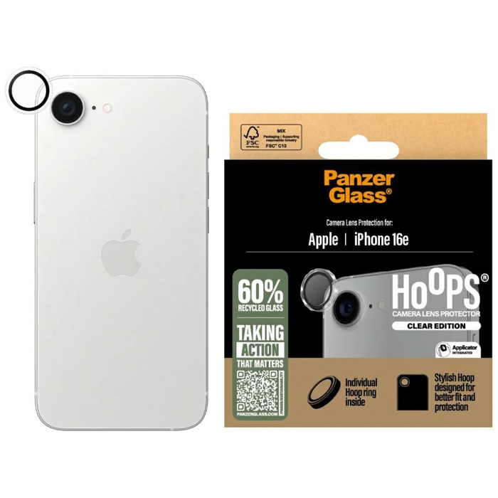 Szkło hartowane na obiektyw PanzerGlass   Hoops Lens Protector do iPhone 16e przezroczysty