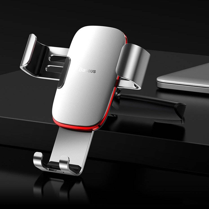[PO ZWROCIE] Baseus Metal Age Gravity Car Mount metalowy samochodowy uchwyt grawitacyjny na slot CD srebrny (SUYL-J0S)