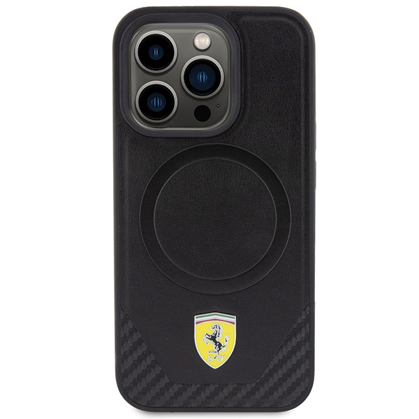 Etui Ferrari FEHMP15LPTEK iPhone 15 Pro 6.1" czarny/black hardcase Carbon Metal Logo MagSafe Case