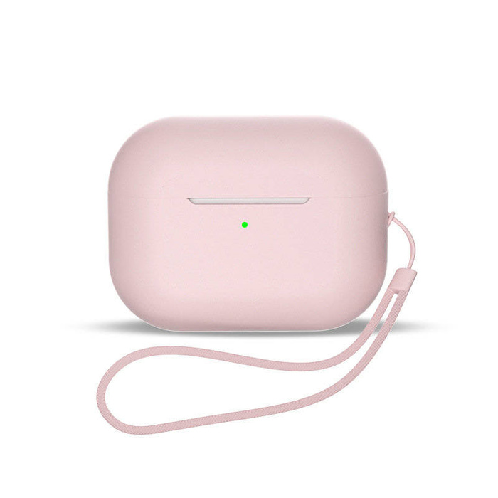 Etui Silikonowe etui do AirPods 3 + pasek na nadgarstek smycz - różowe Case