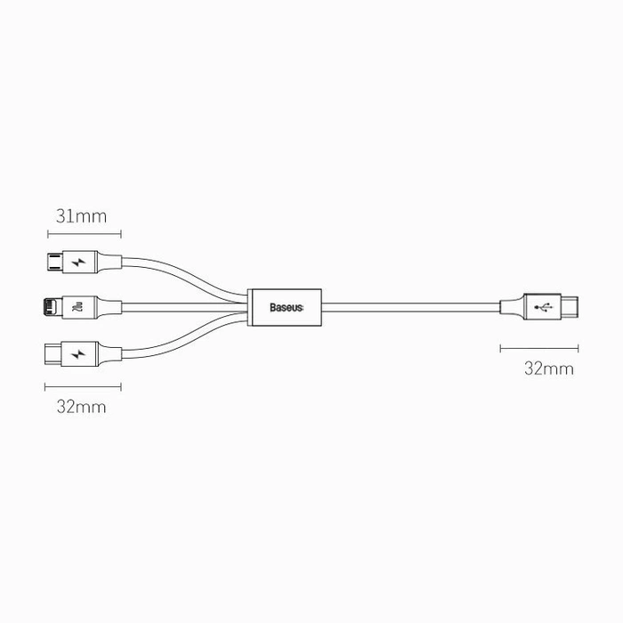 Kabel Baseus Rapid Series 3w1 USB-C - USB-C / Lightning / micro USB 20W PD 1.5m - zielony
