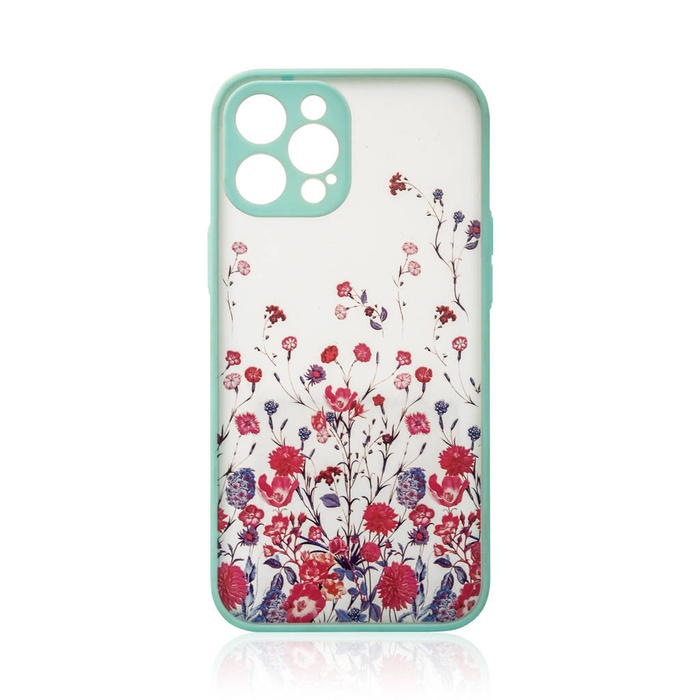 Design Case etui do iPhone 13 Pro Max pokrowiec w kwiaty niebieski