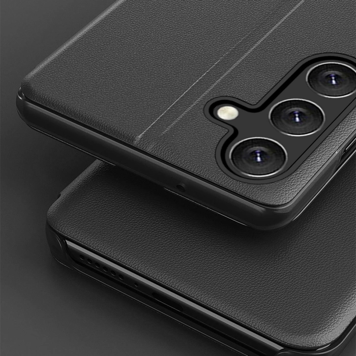 Eco Leather View Case etui do Samsung Galaxy S25+ z klapką podstawka - czarne