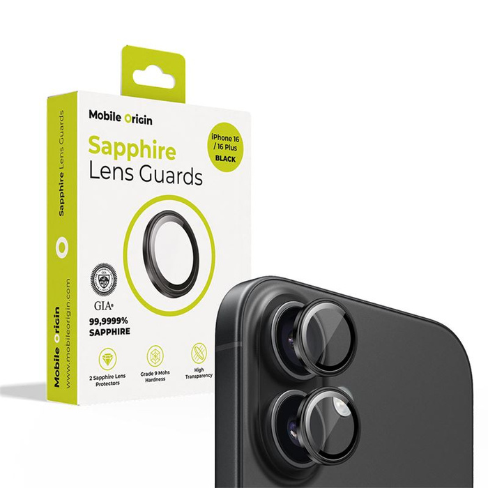 Mobile Origin Sapphire Lens guards, black - iPhone 16/16 Plus