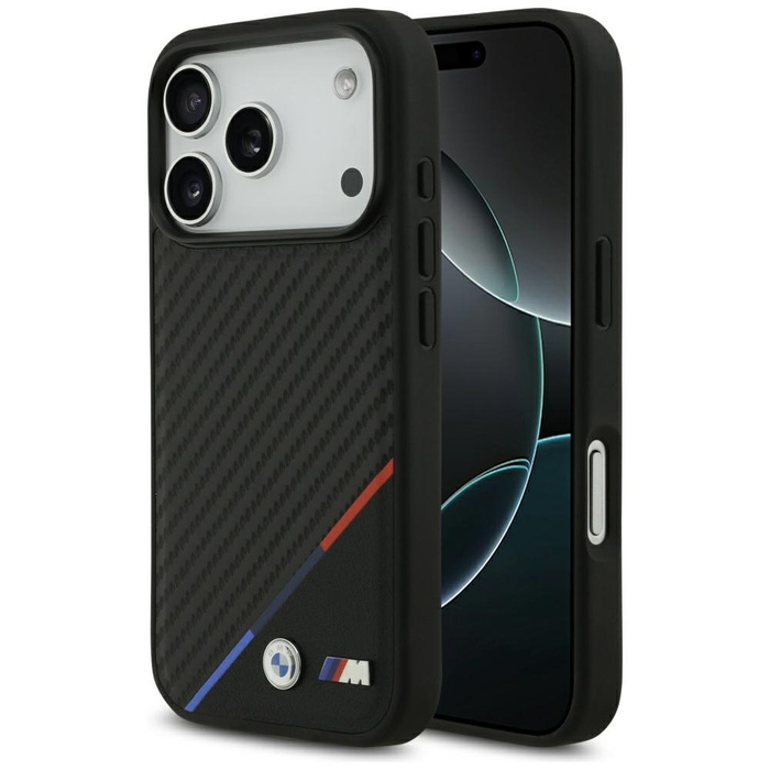 Etui BMW M Carbon Tricolor Line MagSafe  do iPhone 17 Pro czarny