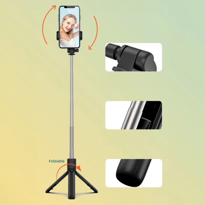 Selfie stick WRY1S teleskopowy tripod 0.7m na telefon - czarny