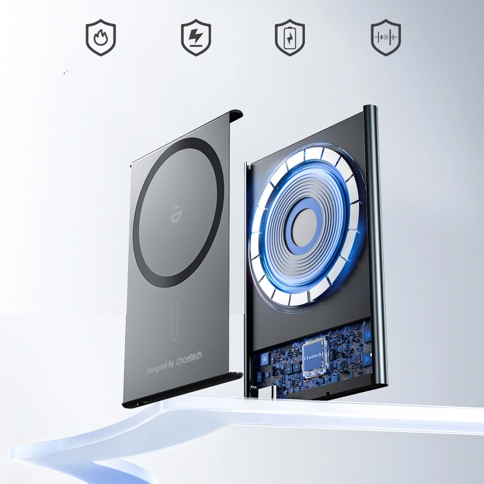 Powerbank Choetech SuperThin B708 2000mAh indukcyjny 5W MagSafe / Qi - czarny