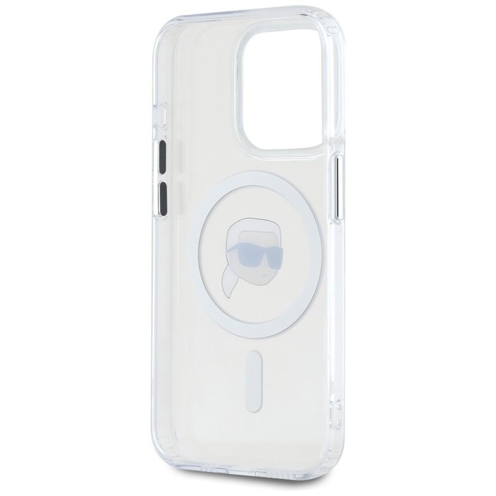 Etui Karl Lagerfeld IML Metal Karl Head   MagSafe do iPhone 15 Pro biały