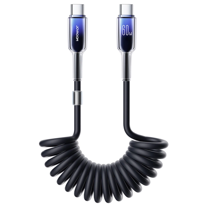 Kabel spiralny Joyroom S-A43 Crystal-Clear Series 60W USB-C - USB-C 1,5m - czarny